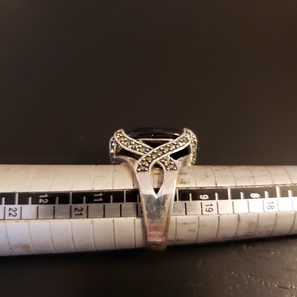 💕Black Onyx Macasite Sterling Ring - Picture 4 of 6